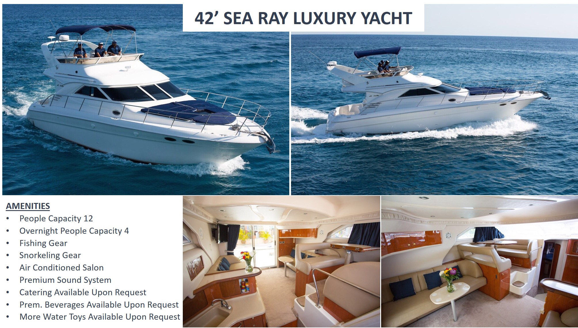 42′ Sea Ray Luxury Yacht  Luxury Yachts Charters Boat Rentals Cancun,  Mexico